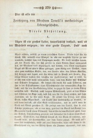 Fortsetzung von Abraham Tonelli's merkwürdiger Lebensgeschichte. Vierte Abtheilung.