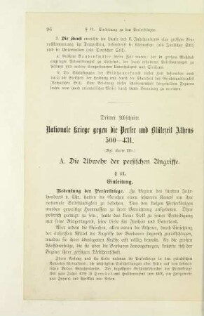 Dritter Abschnitt. Nationale Kriege gegen die Perser und Blütezeit Athens 500 - 431