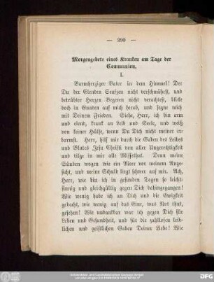 Morgengebete eines Kranken am Tage der Communion.