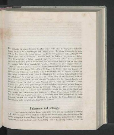 Pathogenese und Aetiologie.
