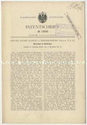 Patentschrift einer Neuerung an Handwagen, Patent-Nr. 13890