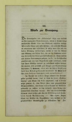 III. Winke zur Benutzung
