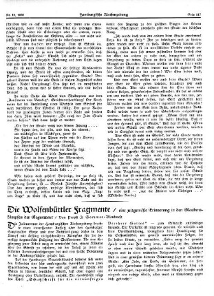 Die Wolfenbüttler Fragmente : eine zeitgemäße Erinnerung in den Glaubenskämpfen der Gegenwart