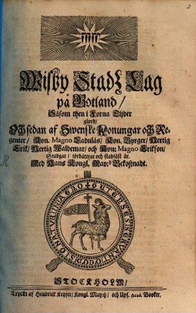 Wisby Stads Lag pȧ Gotland