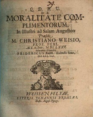 De Moralitate Complimentorum