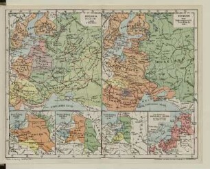 Osteueuropa um das Jahr 1300. Osteropa beim Regierungsantritt Peters des Gr. 1682. Erste Teilung Polens 1772. Zweite Teilung Polens 1793. Dritte Teilung Polens 1795. Das Gebiet des Deutschen Ordens an der Ostsee im Jahre 1402