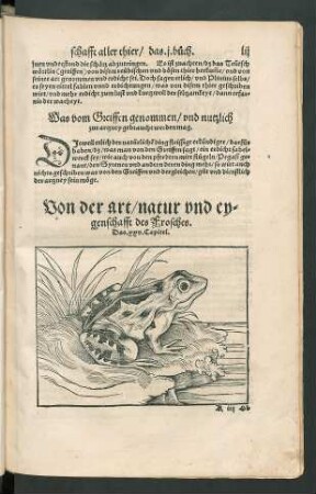 Von der art/ natur und eygenschafft des Frosches. Das .xxv. Capitel.