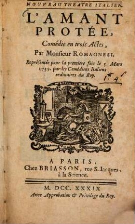 L' amant Protée : Comédie en trois actes