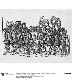 Triumphzug Cäsars, Blatt 6: Träger mit Gaben und Lorbeerkränzen