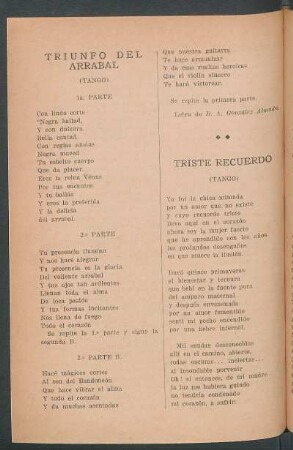 Triunfo del arrabal : (Tango)
