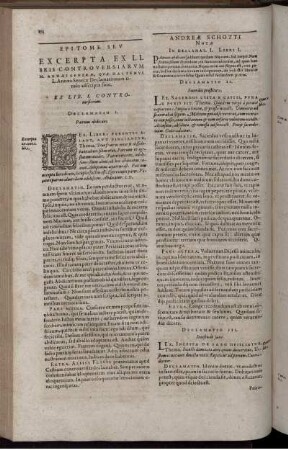 Epitome Seu Excerpta Ex Libris Controversiarum M. Annaei Senecae, Quae Hactenus L. Annaeo Senecae Declamationum titulo adscripta sunt. Ex Lib. I. Controversiarum