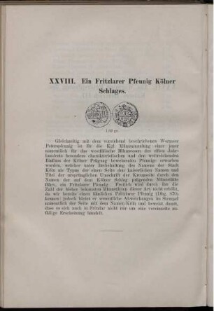 XXVIII. Ein Fritzlarer Pfennig Kölner Schlages