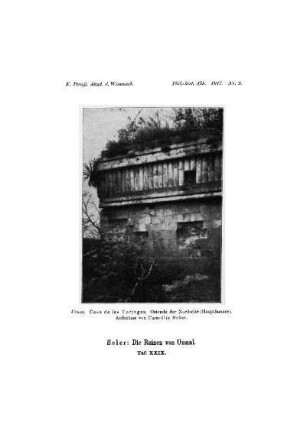 Taf. XXIX. : Uxmal. Casa de las Tortugas. Ostende der Nordseite (Hauptfassade). Aufnahme von Caecilie Seler.