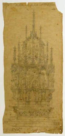 Entwurfszeichnung für den Hochaltar in Schrobenhausen, Pfarrkirche St. Jakob