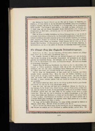 Sir Edward Grey über Englands Friedensbedingungen.