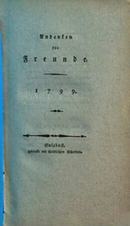Andenken für Freunde. 1799