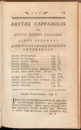 Aretaei Cappadocis De Auctis Morbis Curandis Liber Secundus