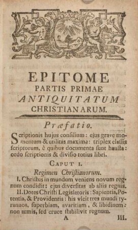Epitome partis primae antiquitatum Christianarum.