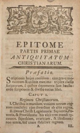 Epitome partis primae antiquitatum Christianarum.