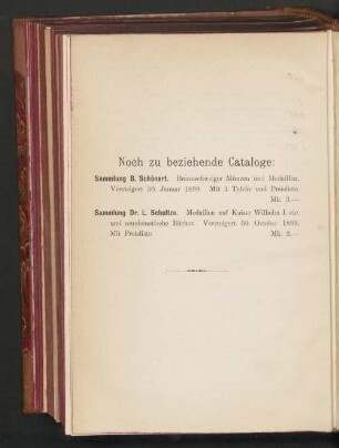 Noch zu beziehende Cataloge