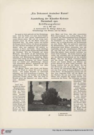 "Ein Dokument in deutscher Kunst" Die Ausstellung der Künstler-Kolonie Darmstadt 1901 : Eröffnungsfeier am 15. Mai 1901 in Anwesenheit Sr. Königl. Hoheit des Grossherzogs von Hessen und bei Rhein