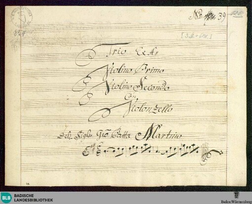 Sonatas - Mus. Hs. 854 : vl (2), vlc; A
