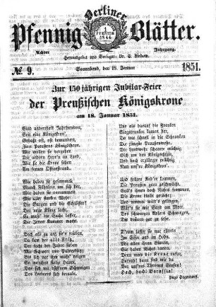 No. 9, Sonnabend,den 18. Januar