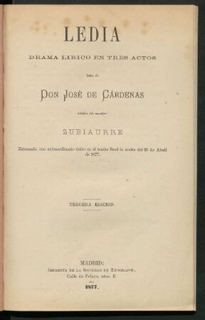 Ledia : drama lìrico en tres actos