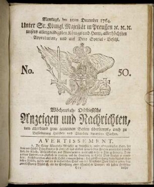 No. 50. Montags, den 10ten December 1764.