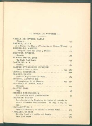 Índice de autores [del Año II]