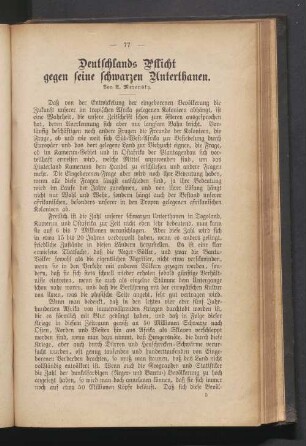 Deutschlands Pflicht gegen Seine Schwarzen Anterthanen