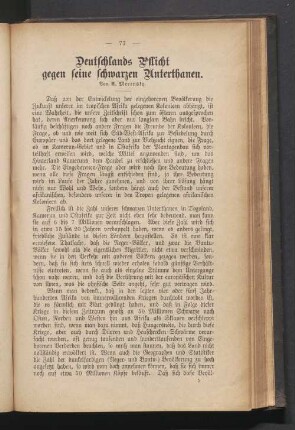 Deutschlands Pflicht gegen Seine Schwarzen Anterthanen