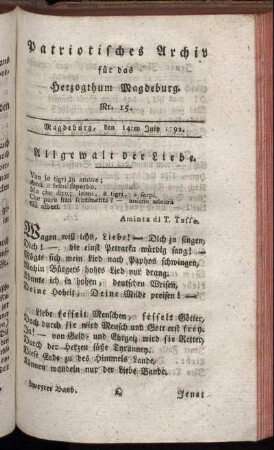 Nr. 15. Magdeburg, den 14ten July 1792