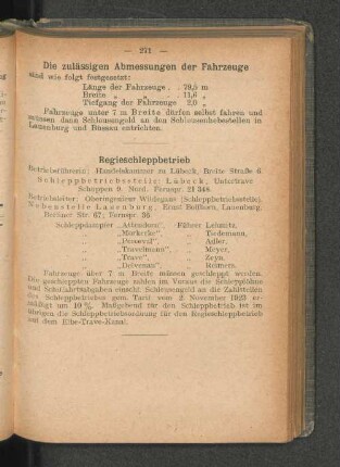 Die zulässigen Abmessungen der Fahrzeuge