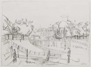 Konstruktives Ensemble aus Schloss mit Park mit Auffahrten