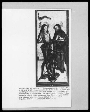 Der Heilige Georg und Johannes der Täufer mit einem knienden Ritter als Stifter