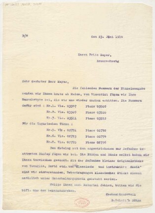 Brief an Fritz Meyer : 23.06.1914