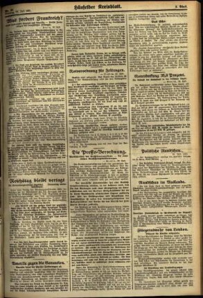 Zweite Ausgabe vom Dienstag, den 21. Juli 1931.