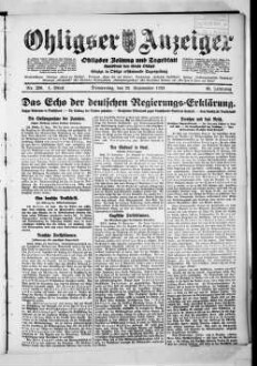 Ohligser Anzeiger : Ohligser Zeitung und Tageblatt ; einzige in Ohligs erscheinende Tageszeitung