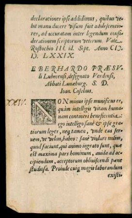 Eberhardo Praesuli Lubencensi, designato Verdensi, Abbati Lunaeburg. S. D. Ioan. Caselius.