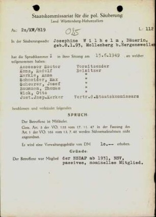 Wilhelm, Josephine