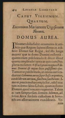 Caput Vigesimum. Quartum. Encomium Marianum Vigesimum Nonum. Domus Aurea.