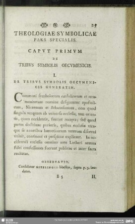 Theologiae Symbolicae Pars Specialis