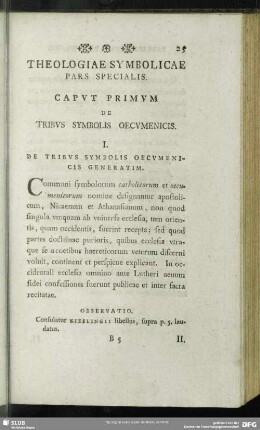 Theologiae Symbolicae Pars Specialis