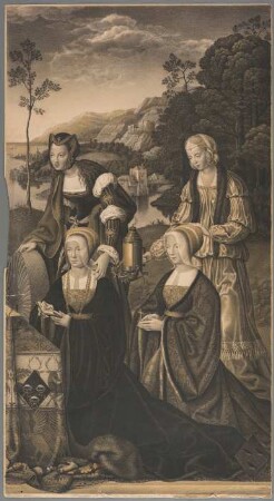 Die Heiligen: Christina und Gudula, mit den Stifterinnen
