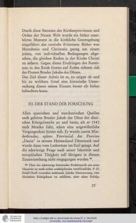 III. Der Stand der Forschung
