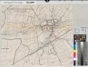 Kamen (Kamen) Stadtplan mit projektiertem Post- und Bahnhofsgebäude 1926 1 : 5000 62 x 60 Druck Stadtbauamt Oberpostdirektion Dortmund Nr. 1662