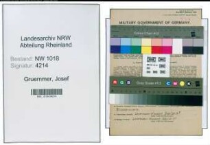 Entnazifizierung Josef Gruemmer , geb. 21.12.1903 (Buchhalter)