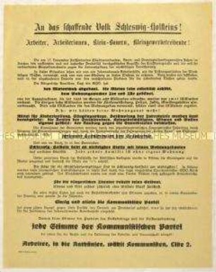 Aufruf der Internationalen Arbeiterhilfe für die KPD zu Stadtverordneten-, Kreis- und Provinziallandtagswahlen in Schleswig-Holstein 1929