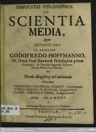 Disputatio Philosophica De Scientia Media